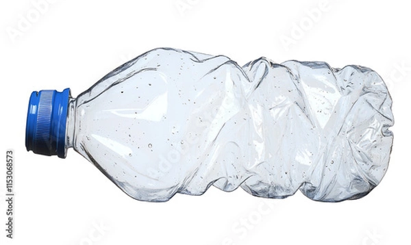 Obraz close up used transparent PET plastic water bottle on white background; sustainable environment concept.