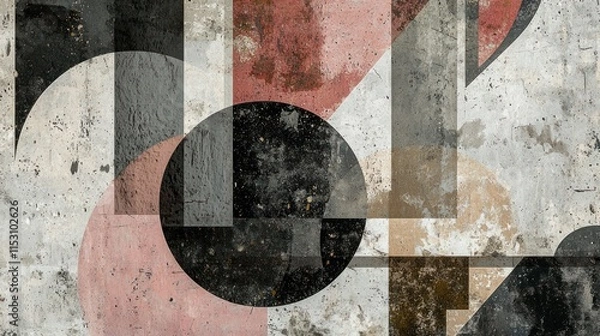 Obraz Abstract Geometric Wall Art Featuring Circles and Rectangles