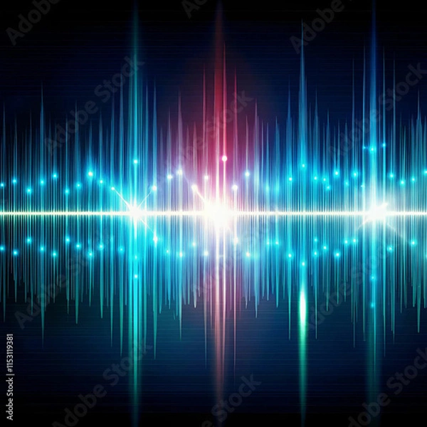 Fototapeta An abstract audio waveform on a technology-themed