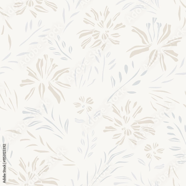 Fototapeta Neutral Colour Botanical Floral Seamless Pattern Design