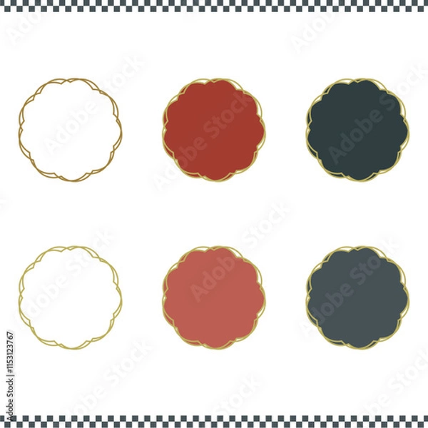 Obraz お正月に使えるシンプルな曲線丸枠セット