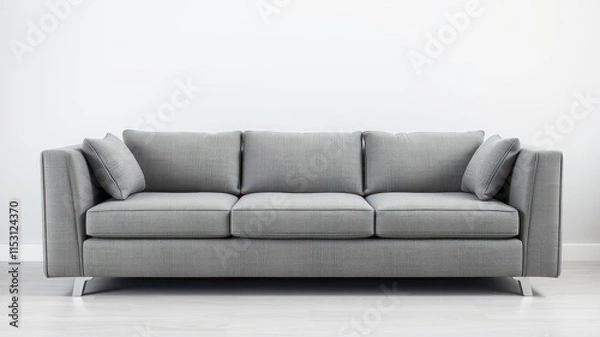 Fototapeta Modern gray fabric sofa with sleek lines and minimalist design, contemporary, interior