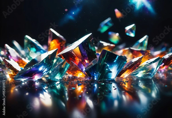 Fototapeta colorful crystals of precious stones, glass, on a dark background