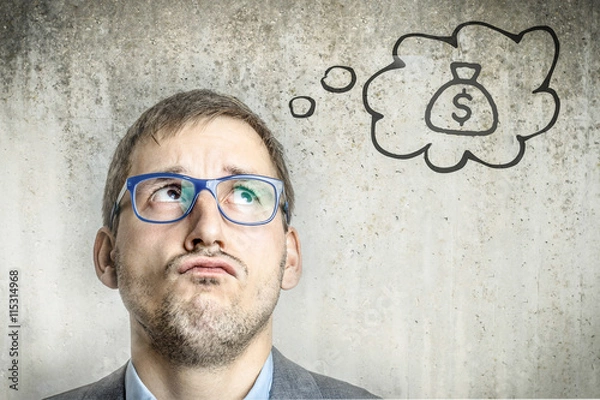 Obraz Junger Mann denkt an Geld
