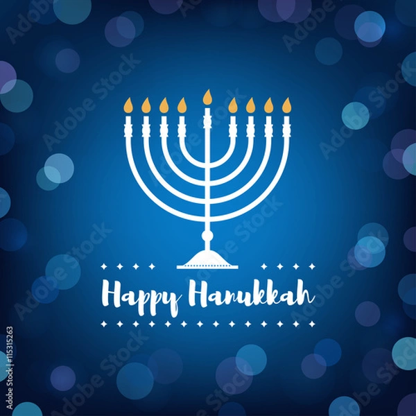 Obraz Świece Chanuki na tle bokeh.