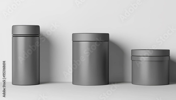 Fototapeta Gray packaging template for your design. In different angles on a white background