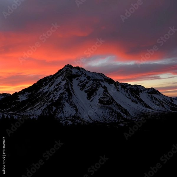 Fototapeta sunset in the mountains