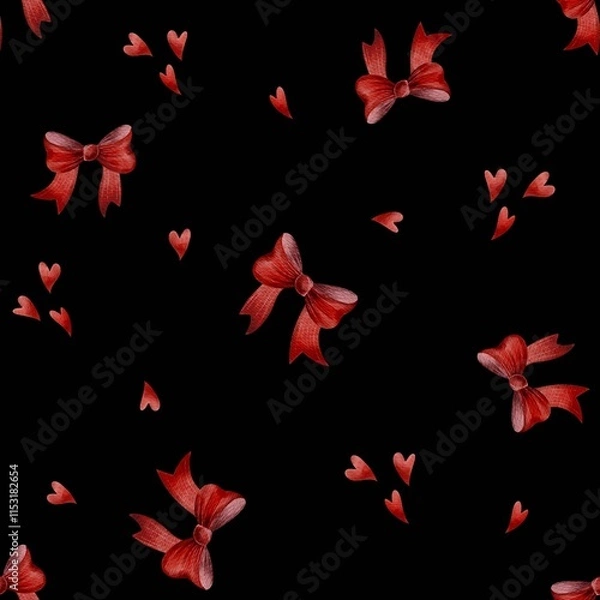 Fototapeta bow and hearts pattern 