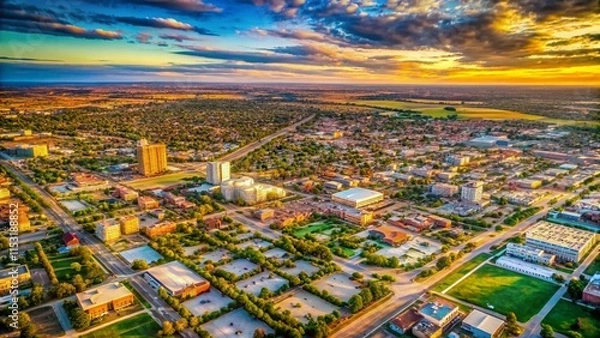 Obraz Lubbock Texas Cityscape Portrait - Stunning Aerial View of the Texas Plains