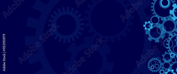 Fototapeta Futuristic gear wheel with wave flow, Hi-tech digital technology and mechanical engineering concept background.