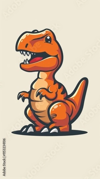 Fototapeta A cartoon-style orange dinosaur character with a friendly expression.