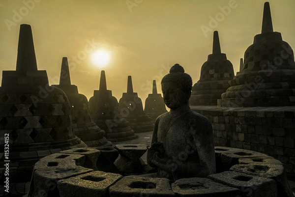Obraz Borobudur Temple with sunrise, Yogyakarta, Java, Indonesia