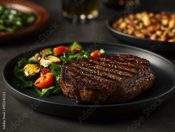 Obraz grilled steak with vegetables
