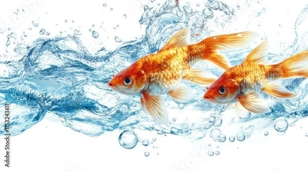 Obraz Poster Depicting Fish and Water Bubbles