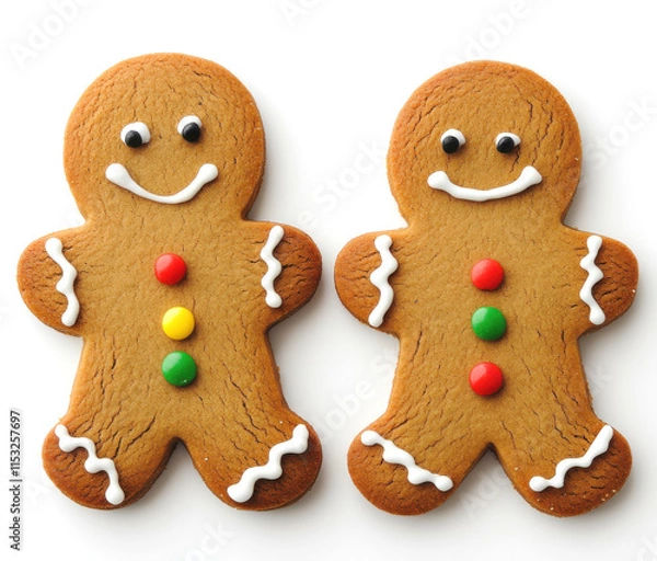 Fototapeta Delightful gingerbread cookies smiling with colorful decorations in a festive setting