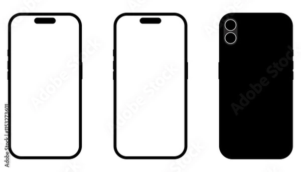 Fototapeta スマホ　スマートフォン　フレーム　モックアップ　イラストセット