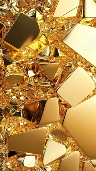 Fototapeta Seamless Golden Mosaic Pattern: Luxurious 3D Rendered Abstract Background. High-Quality C4D and OC Renderer Style Design for Innovative Marketing Materials. AI-Generated 32K Ultra HD Wallpaper for Ban