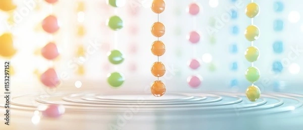 Obraz Abstract Colorful Spheres Data Chart  Gradient Background  3D Render