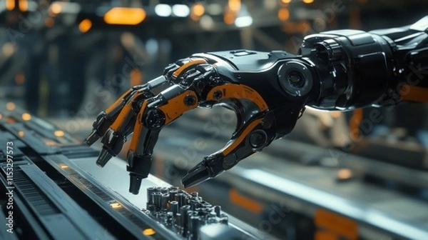Fototapeta Robotic Hand Manipulating Small Cylindrical Objects