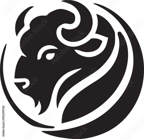 Obraz A modern bison head silhouette with smooth curves