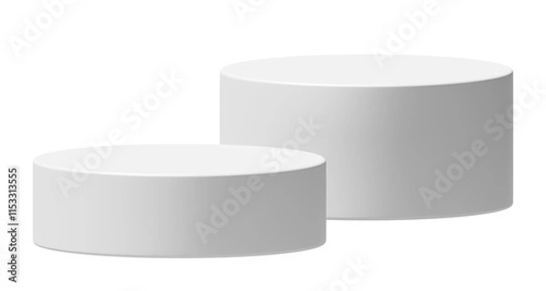 Fototapeta PNG White podium isolated on transparent background. Empty product presentation pedestal display stand.