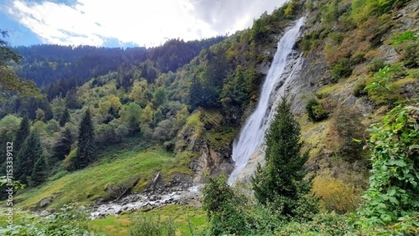 Obraz Naturno, Italy, 10.07.2024, waterfall in the Alps