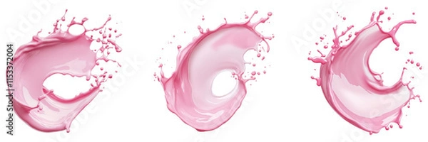 Fototapeta Strawberry milk or pink color liquid splashing on transparent background