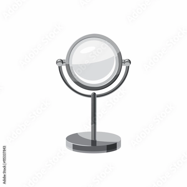 Obraz Round mirror icon in cartoon style isolated on white background. Tools symbol