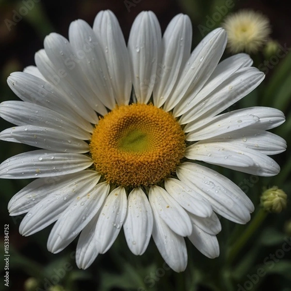 Fototapeta A striking white daisy with a golden yellow center.