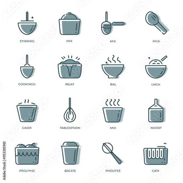 Obraz cooking Line icon set vector