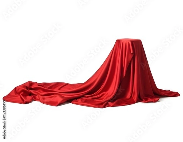 Fototapeta A red satin cloth draped over an unseen object, creating a dramatic and mysterious composition