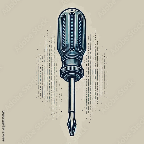 Obraz drawing of a screwdriver set falt vector illustration