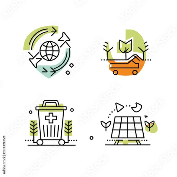 Obraz eco-friendly line icon vector set