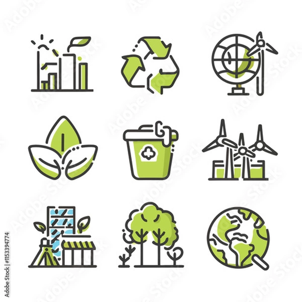 Obraz eco-friendly line icon vector set