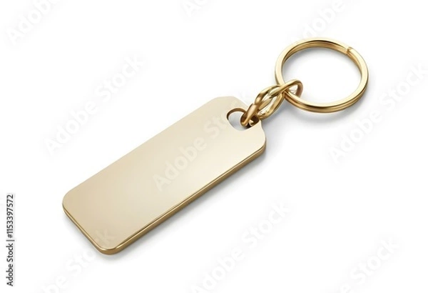 Fototapeta gold metal keychain or tag with a blank surface