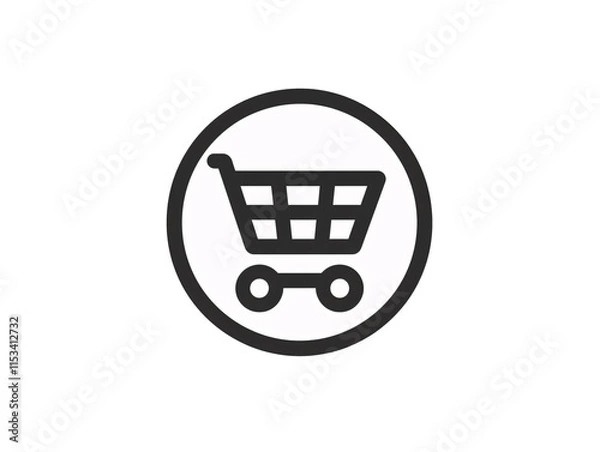 Fototapeta a black and white circle with a shopping cart in it