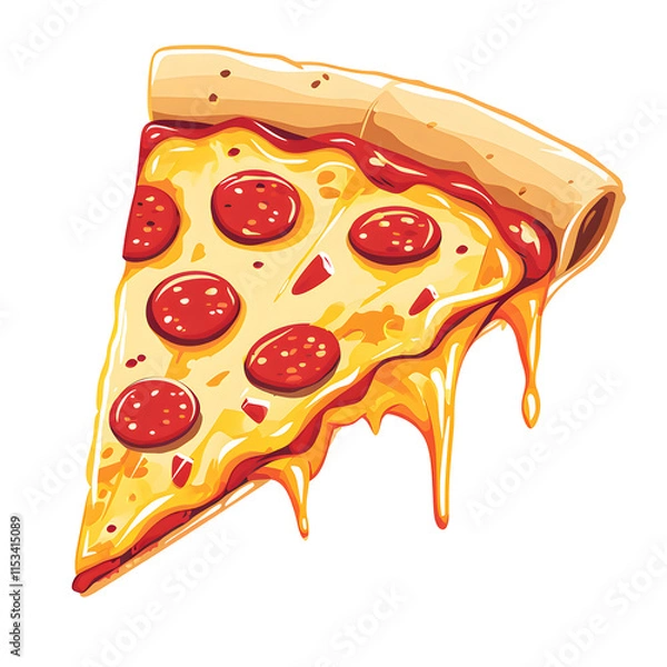 Fototapeta a slice of pizza with pepperoni and cheese