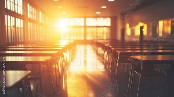 Fototapeta Bright Tech Enhanced Classroom with Sunlit Learning Space