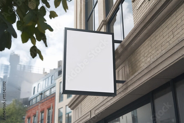 Obraz 건물 외부 직사각형 돌출 간판 디자인 목업