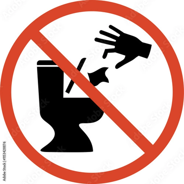 Fototapeta Design of no throw garbage in the toilet sign