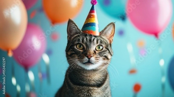 Fototapeta The Cat in Celebration Hat