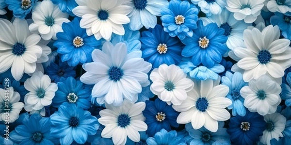 Obraz Close up view of a vibrant floral background featuring blue and white spring flowers, perfect for adding a touch of nature s beauty with this floral background in your creative projects.