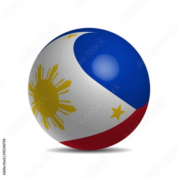 Obraz Philippines flag on a 3d ball with shadow