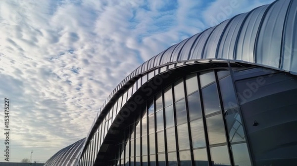 Fototapeta Curved Metal Roofing in Building Structure