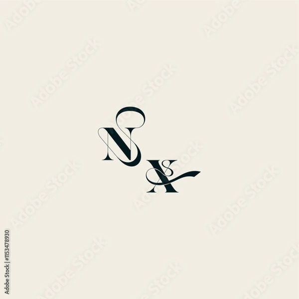 Fototapeta XN letter wedding monogram elegant fancy curve logo bold and hairline initial