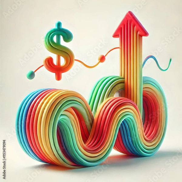 Fototapeta 3D Soft Abstract Financial Growth Curve concept as An artistic soft abstract image depicting a financial growth curve with flowing lines and vibrant colors symbolizing upward trends and business prosp