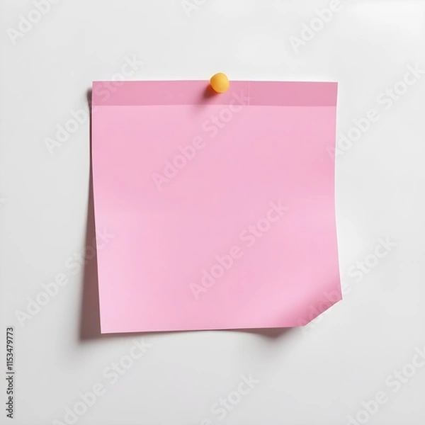 Fototapeta A pink sticky note on a white background