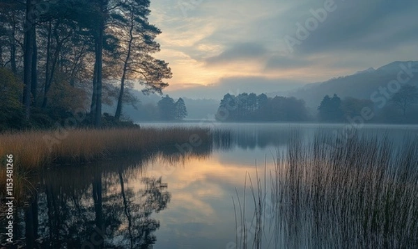 Obraz textures with soft ripples and reflections creating a tranquil scene. Generative AI