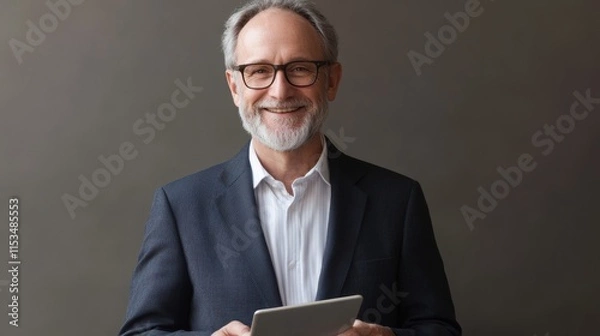 Obraz The Smiling Businessman with Tablet