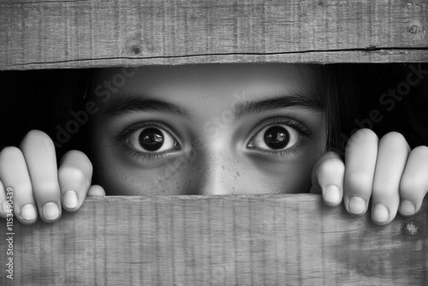 Obraz The discomfort of female adolescence. Black and white image of a young teenager experiencing her own inner discomfort